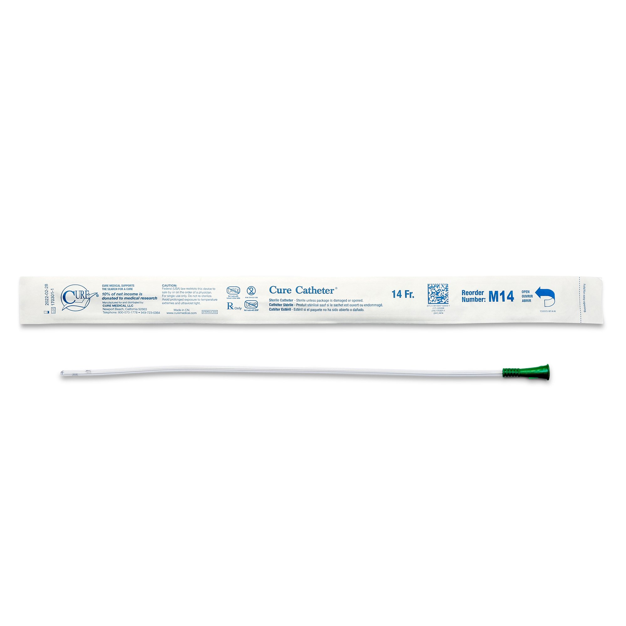 Urethral catheter straight tip uncoated